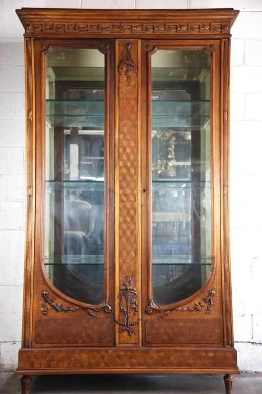 FRENCH ANTIQUE MARQUETRY MONUMENTAL VITRINE (1 of 7)