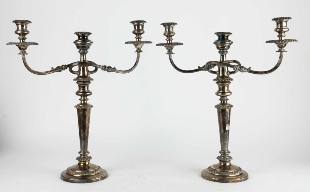 SHEFFIELD STYLE 3-ARM SILVER PLATE CANDELABRA (1 of 5)