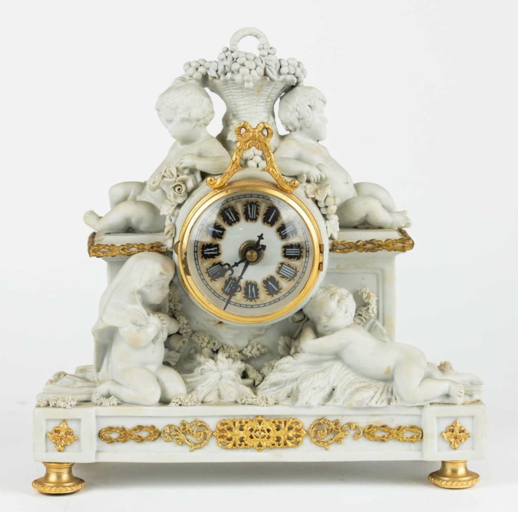 FRENCH SEVRES STYLE 20TH C. PORCELAIN MANTEL CLOCK (1 of 7)