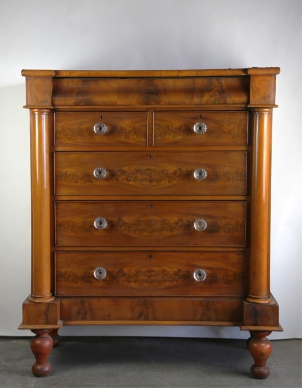SCOTTISH ANTIQUE MAHOGANY COLUMN TALL CHEST (1 of 9)