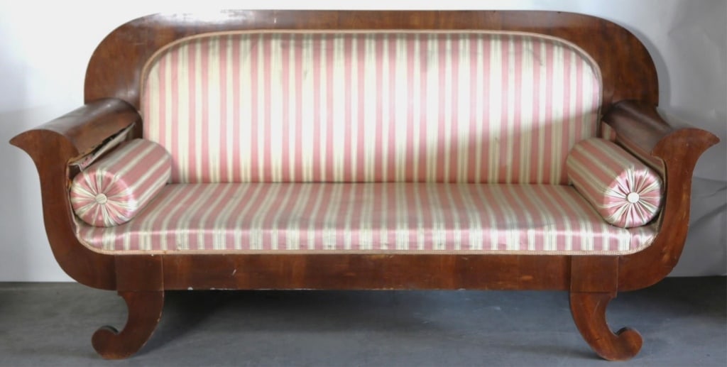 GERMAN BIEDERMEIER STYLE ANTIQUE MAHOGANY SOFA (1 of 3)