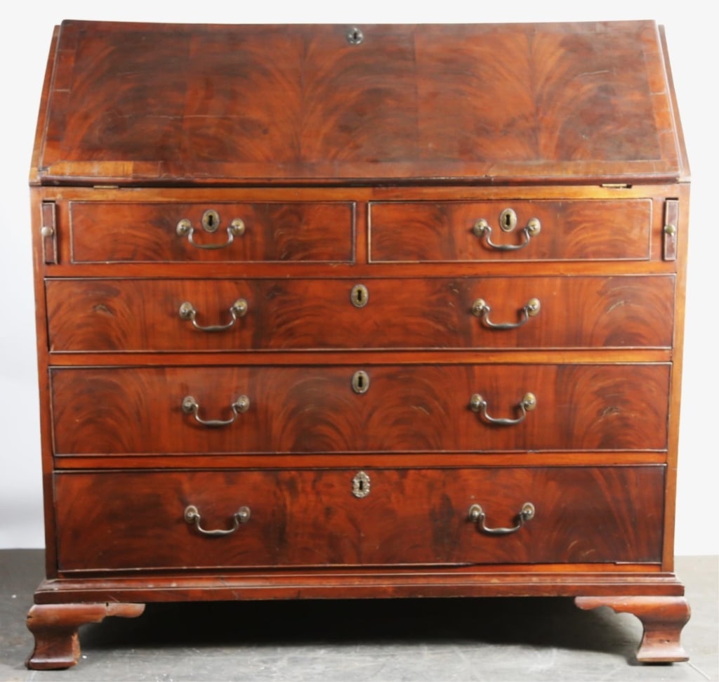 ENGLISH ANTIQUE MAHOGANY SLANT-FRONT DESK (1 of 9)