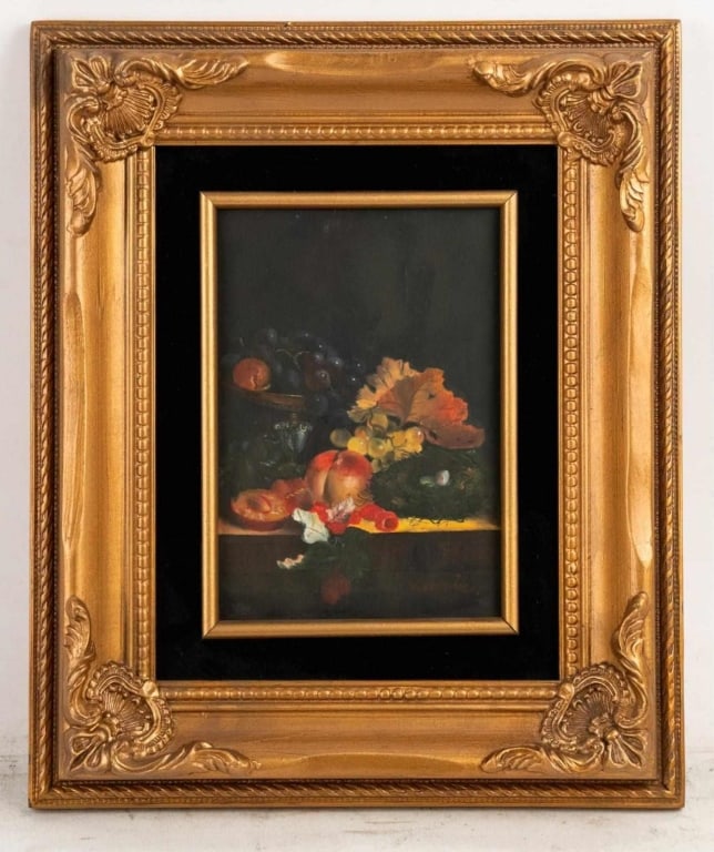 STILL LIFE WITH FRUIT AND BIRD'S NEST O/B FRAMED (1 of 3)