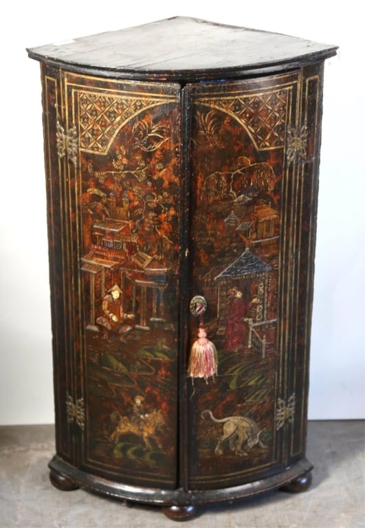 ENGLISH 19TH C.CHINOISERIE CORNER CUPBOARD (1 of 7)