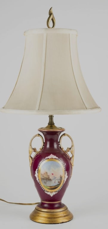 FRENCH OLD PARIS VASE MOUNTED LAMP (1 of 3)