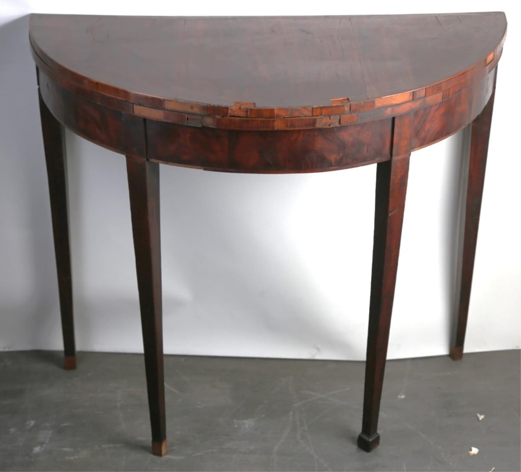 ENGLISH 19TH C.DEMILUNE GAME TABLE (1 of 5)