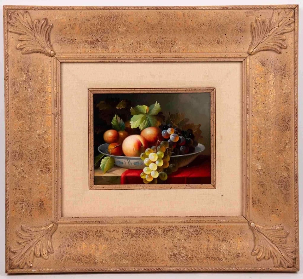 CONTINENTAL SCHOOL FRUIT STILL LIFE OIL ON BOARD (1 of 6)