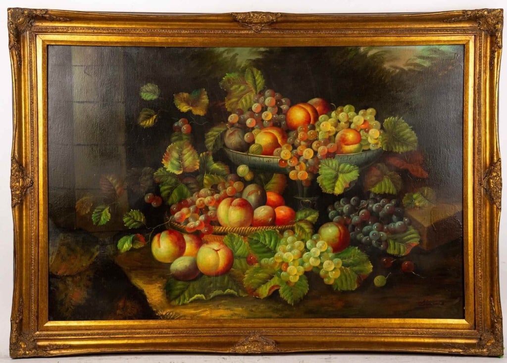 FLORAL STILL LIFE, OIL ON CANVAS: Oil on canvas. Signed to lr. Framed. Note: Each lot in this auction was stored in an active industrial warehouse. Accordingly, lots may exhibit dust and/or surface residue and may benefit from cleanin