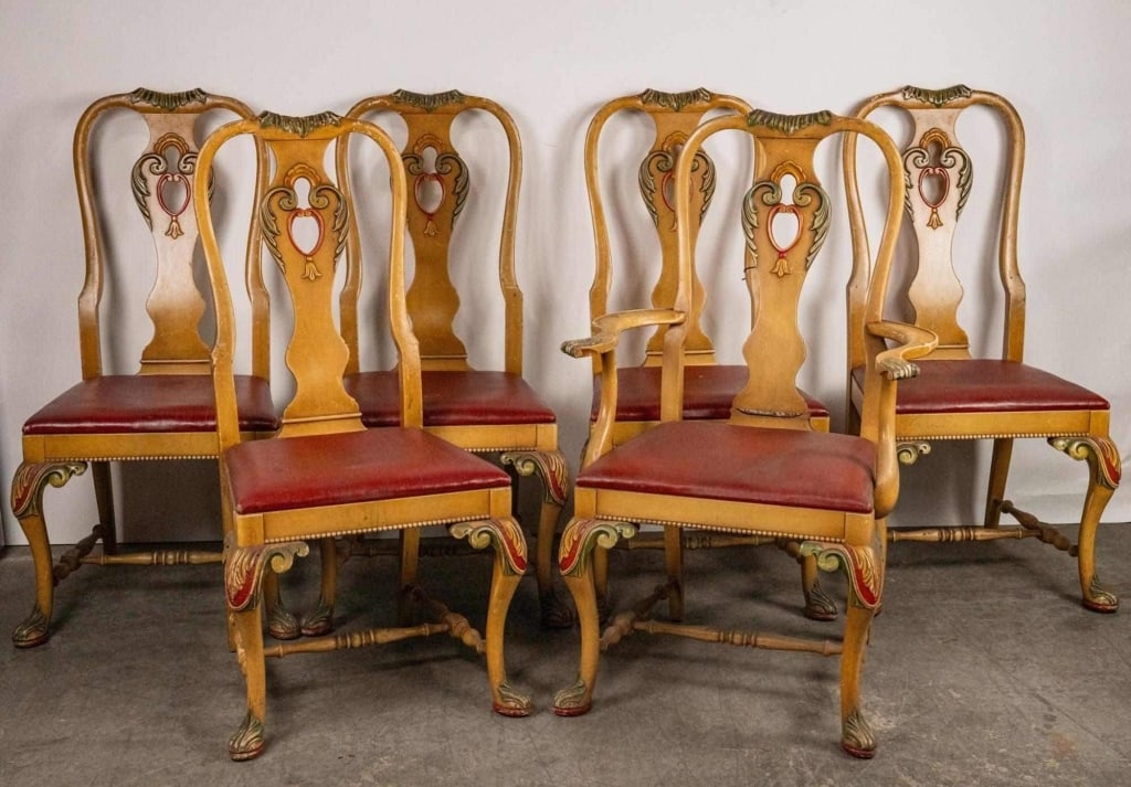 ENGLISH SET OF ROCOCO STYLE CARVED DINNING CHAIRS (1 of 7)