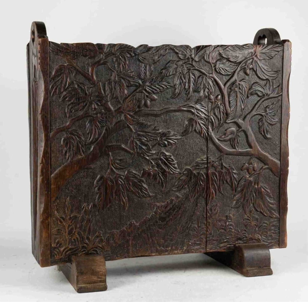 ANTIQUE OAK HAND CARVED UMBRELLA STAND (1 of 4)