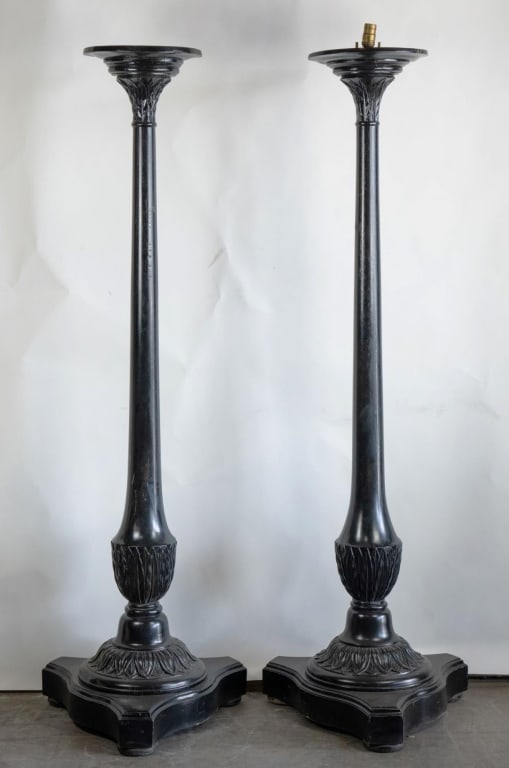 ENGLISH MOUMENTAL EBONIZED DECORATIVE TORCHERES (1 of 5)