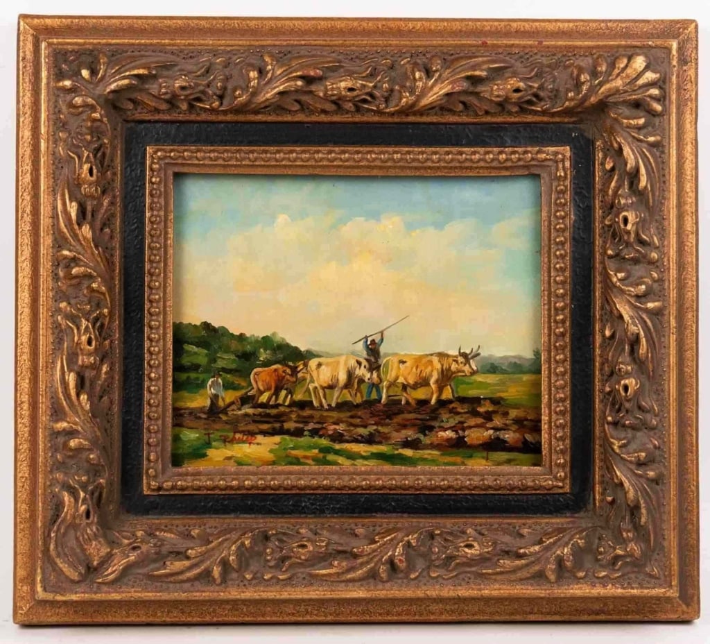 J. PHILIP, COUNTRY SCENE, OIL ON BOARD: Oil on board. Signed to lr. Framed. Note: Each lot in this auction was stored in an active industrial warehouse. Accordingly, lots may exhibit dust and/or surface residue and may benefit from cleaning