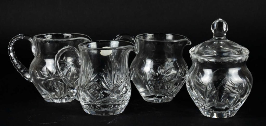 VINTAGE CUT CRYSTAL CREAMER GROUPING (1 of 4)