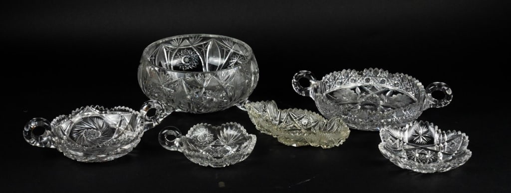 AMERICAN 6 PC CUT GLASS GROUPING (1 of 4)