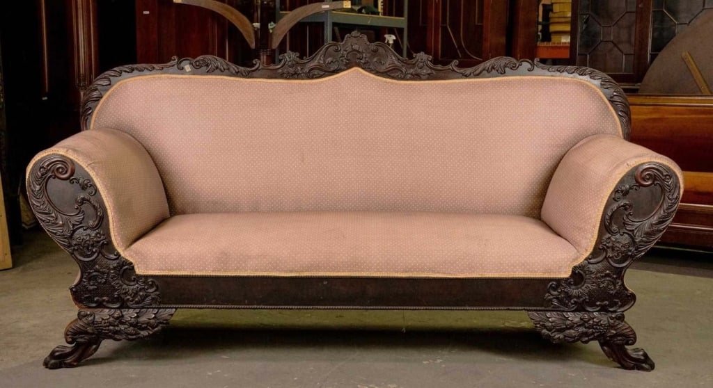 AMERICAN ANTIQUE FEDERAL FINE CLAW FOOT MAHOGANY SOFA (1 of 7)