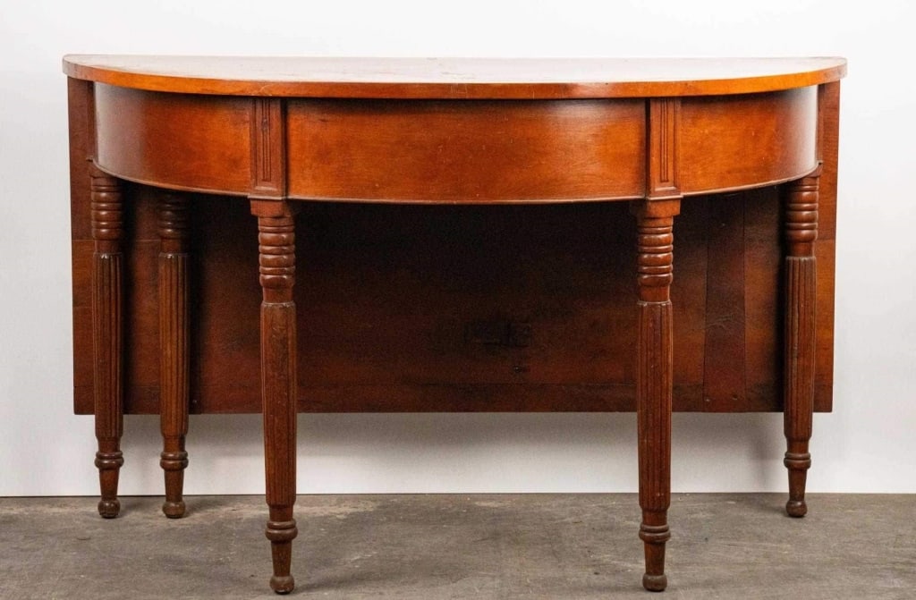 EARLY 20TH C. HALFMOON DROP LEAF TABLE (1 of 3)