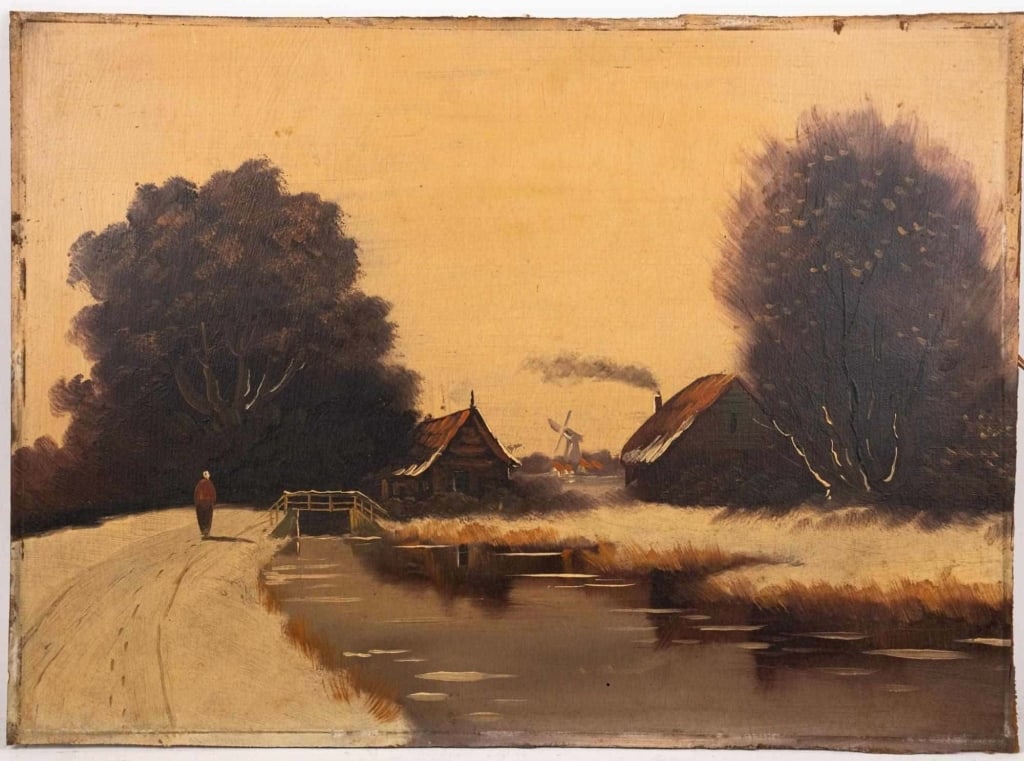 AMERICAN SCHOOL, PASTORAL LANDSCAPE, OIL ON BOARD: Oil on board. Apparently unsigned. Unframed. Note: Each lot in this auction was stored in an active industrial warehouse. Accordingly, lots may exhibit dust and/or surface residue and may benefit from