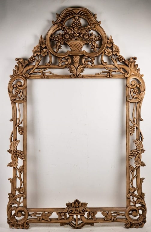 ORNATELY CARVED WOOD MIRROR FRAME (1 of 4)