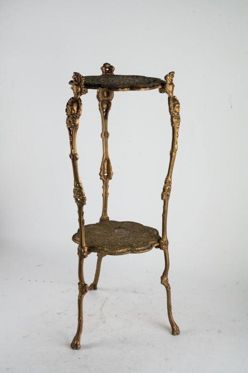 VINTAGE BRASS TWO-TIER PLANT STAND (1 of 6)