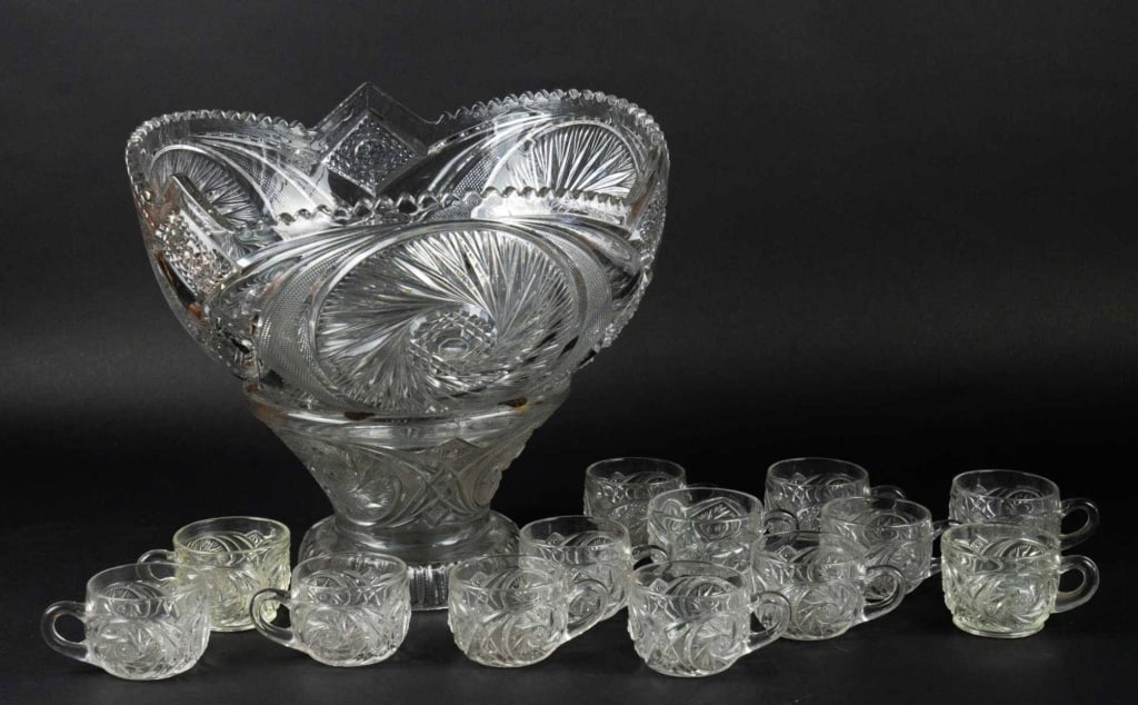AMERICAN PRESSED PUNCH BOWL SET (1 of 8)