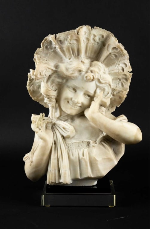 ITALIAN 19TH C. ALABASTER BUST OF A GIRL (1 of 6)