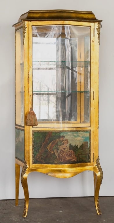 FRENCH GILT BOMBE HAND-PAINTED VITRINE (1 of 5)