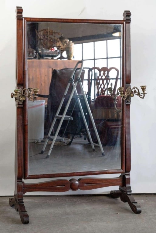 AMERICAN ANTIQUE MAHOGANY CHEVAL MIRROR (1 of 4)