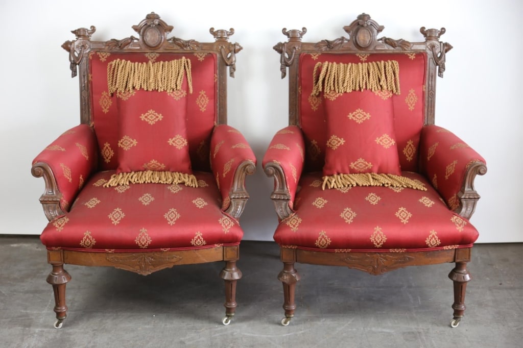 AMERICAN VICTORIAN WALNUT PARLOR CHAIRS (1 of 5)