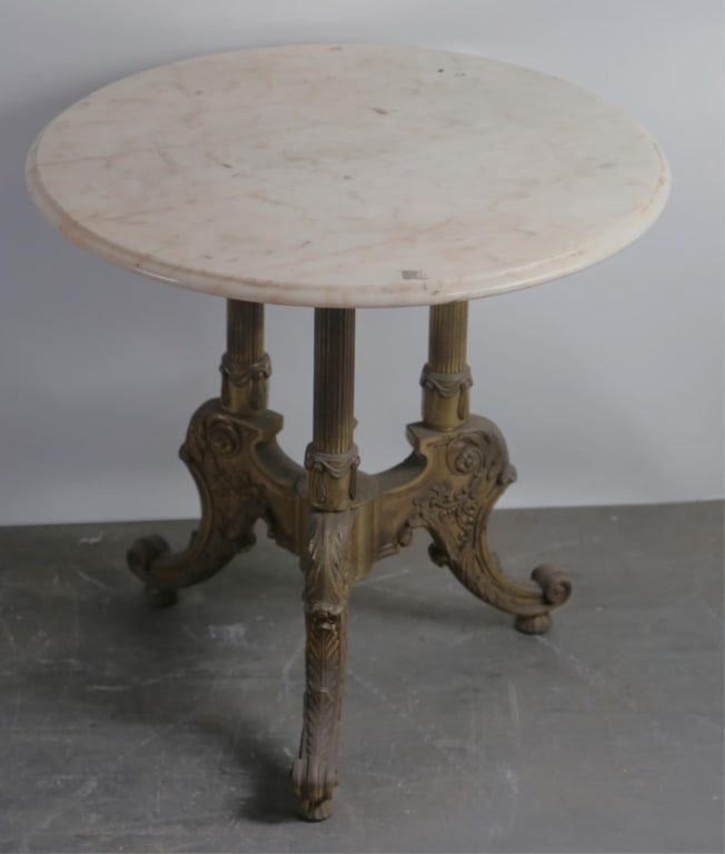 AMERICAN VICTORIAN MARBLE TOP BRASS TABLE (1 of 7)