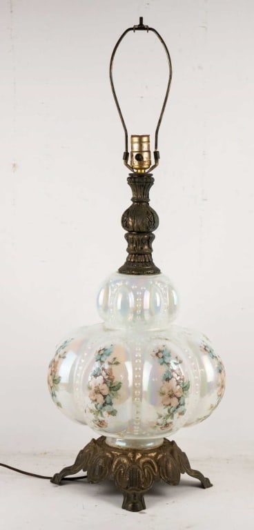 CARL FALKENSTEIN STYLE METAL AND GLASS TABLE LAMP (1 of 6)