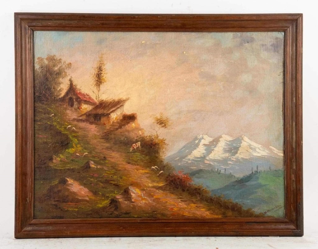 MOUNTAIN LANDSCAPE O/B SIGNED H. MONEAY (1 of 7)