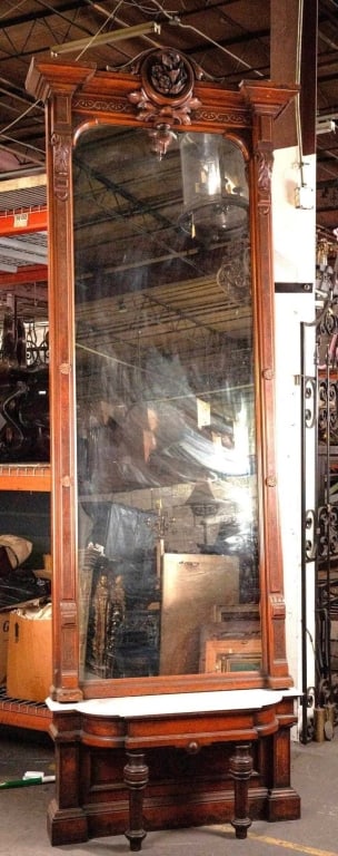 AMERICAN ANTIQUE MONUMENTAL MAHOGANY PEIR MIRROR (1 of 7)
