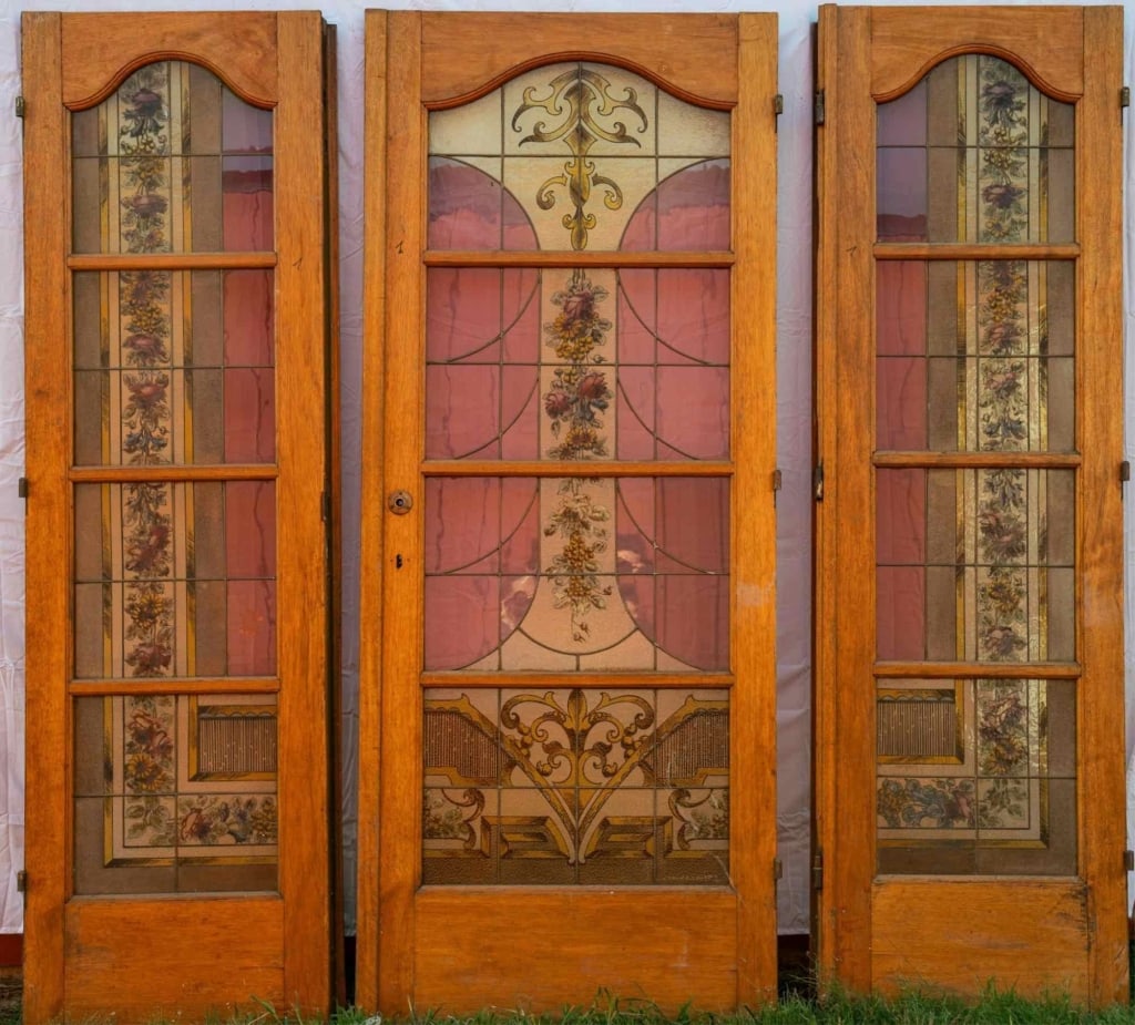 THREE FRENCH STAINED GLASS DOORS (1 of 6)