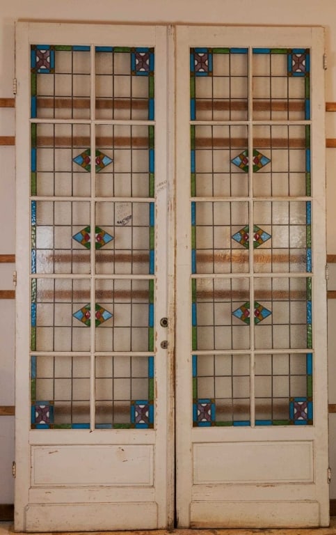 PAIR OF 19TH C. FRENCH STAINED GLASS ARCHITECTURAL (1 of 5)