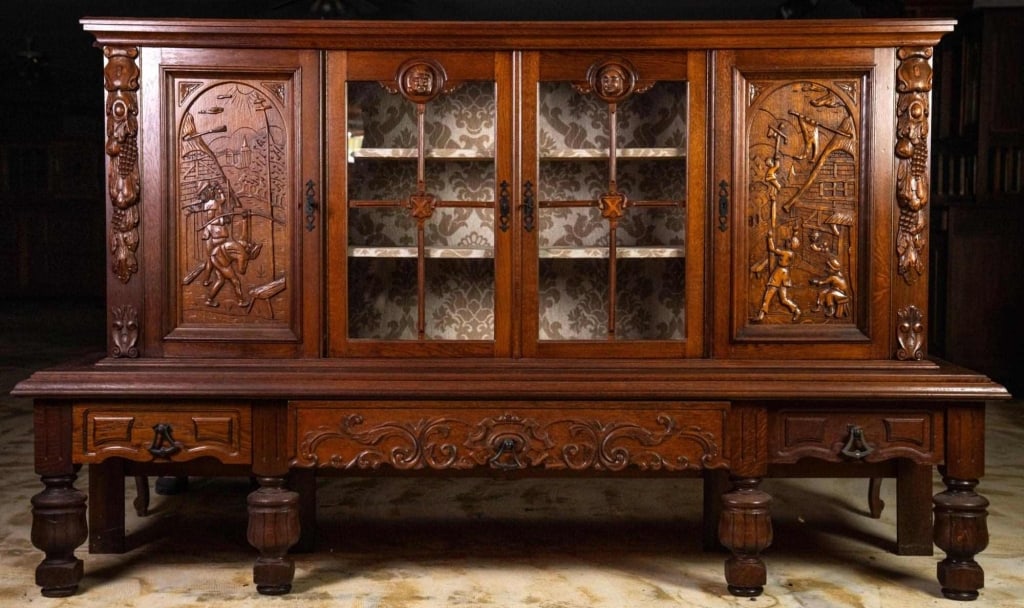 FRENCH RENAISSANCE STYLE OAK VINTRINE BOOKCASE (1 of 5)