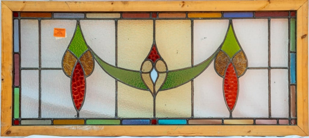 FRENCH ART NOUVEAU STAINED GLASS PANEL (1 of 4)