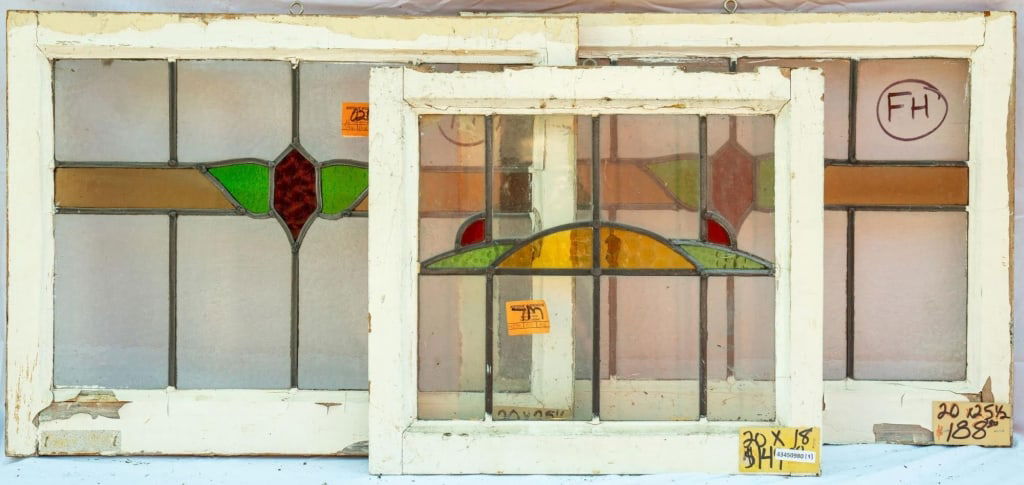 THREE CONTINENTAL STAINED GLASS PANELS (1 of 2)