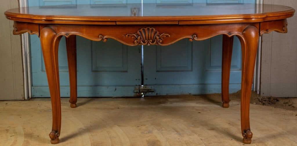 FRENCH MAPLE PARQUETRY DRAW LEAF DINING TABLE (1 of 3)