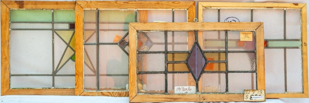 FOUR CONTINENTAL STAINED GLASS PANELS (1 of 3)