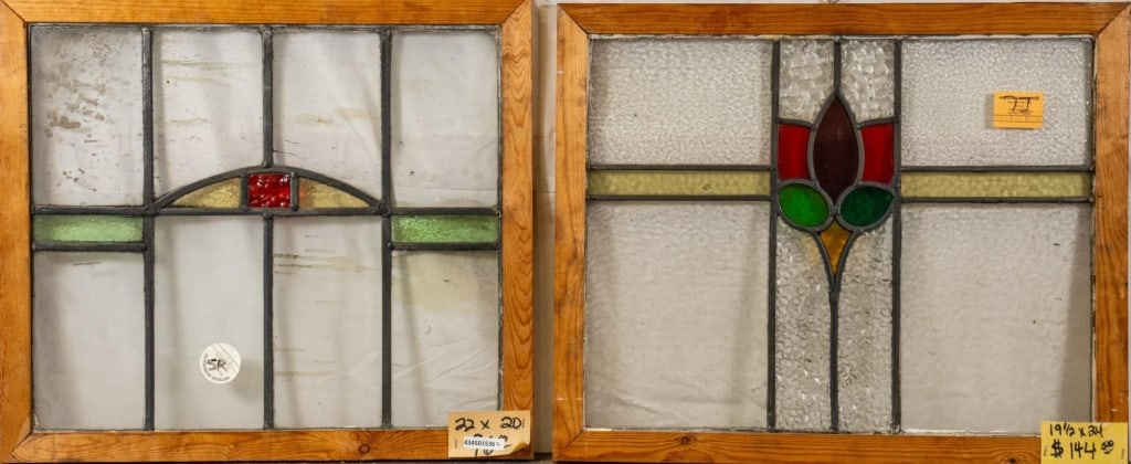 TWO CONTINENTAL STAINED GLASS PANELS (1 of 4)