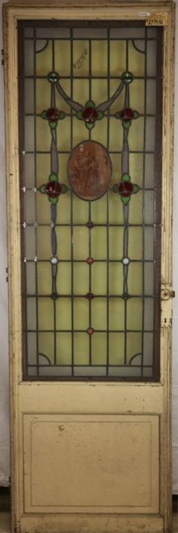 FRENCH ART NOUVEAU REVERSE-PAINTED STAINED GLASS D (1 of 3)