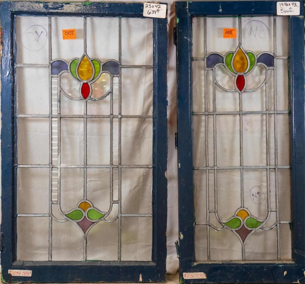 TWO CONTINENTAL STAINED GLASS PANELS (1 of 3)