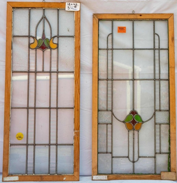 TWO FRENCH STAINED GLASS PANELS (1 of 4)