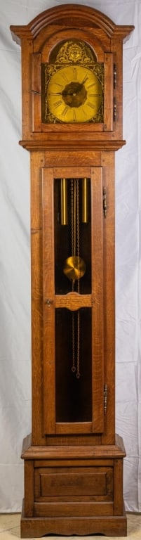 FRENCH COUNTRY STYLE OAK TALL CASE CLOCK (1 of 4)