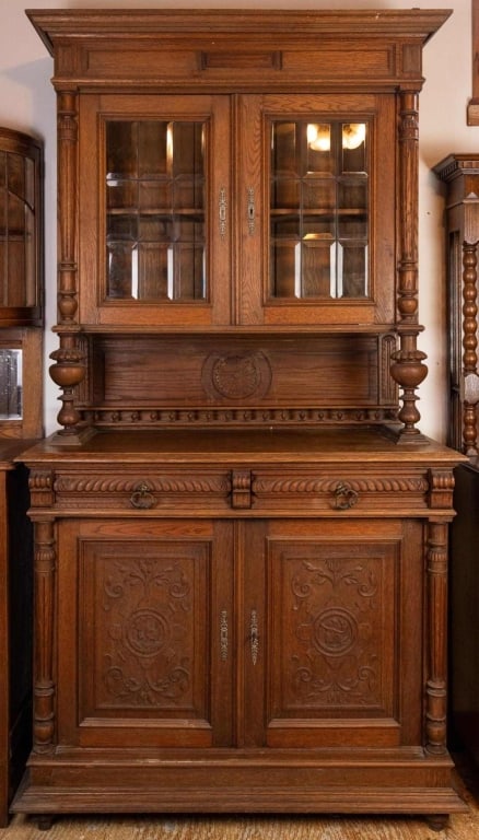 19TH C. FRENCH OAK VITRINE BUFFET (1 of 5)