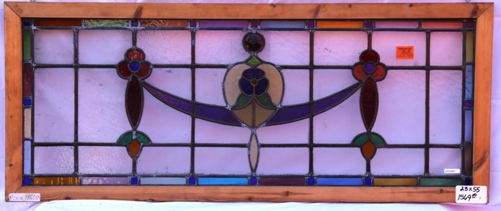 ANTIQUE FLORAL STAINED GLASS WINDOW (1 of 3)