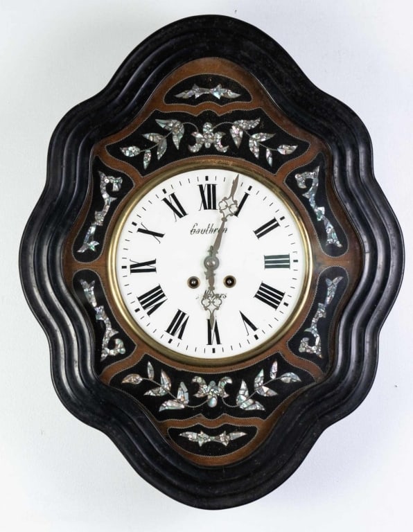 19TH C. FRENCH EBONIZED WALL CLOCK (1 of 4)