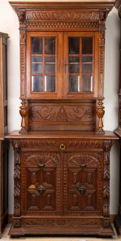 FRENCH RENAISSANCE REVIVAL VITRINE BUFFET (1 of 5)
