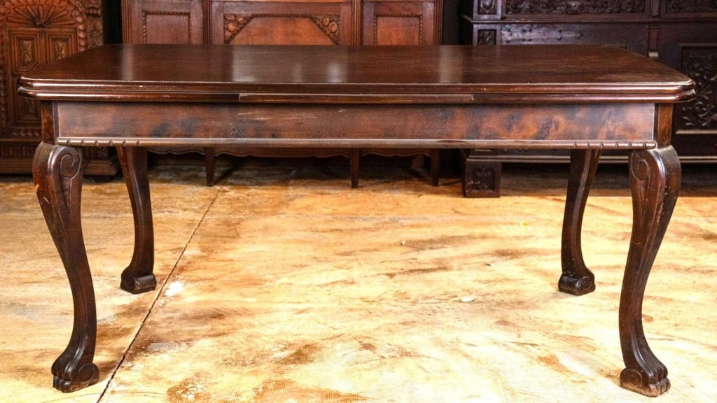 ENGLISH BURL WALNUT DRAW LEAF TABLE (1 of 4)