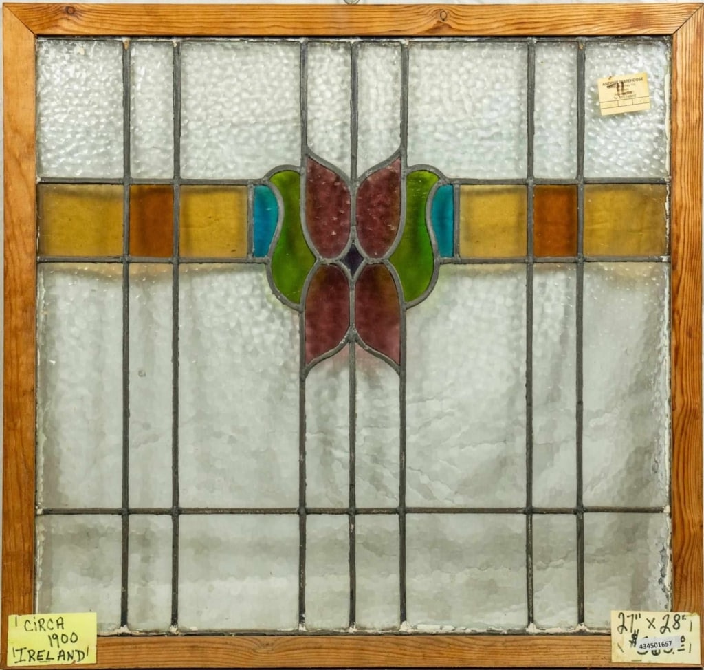 ANTIQUE IRISH STAINED GLASS PANEL (1 of 2)